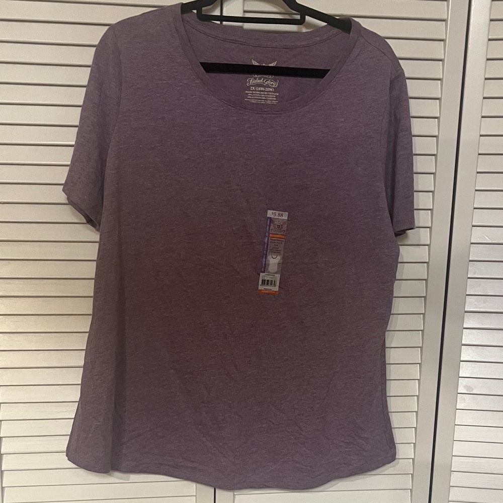 Faded Glory Heathered Purple Women's Short Sleeve Tee